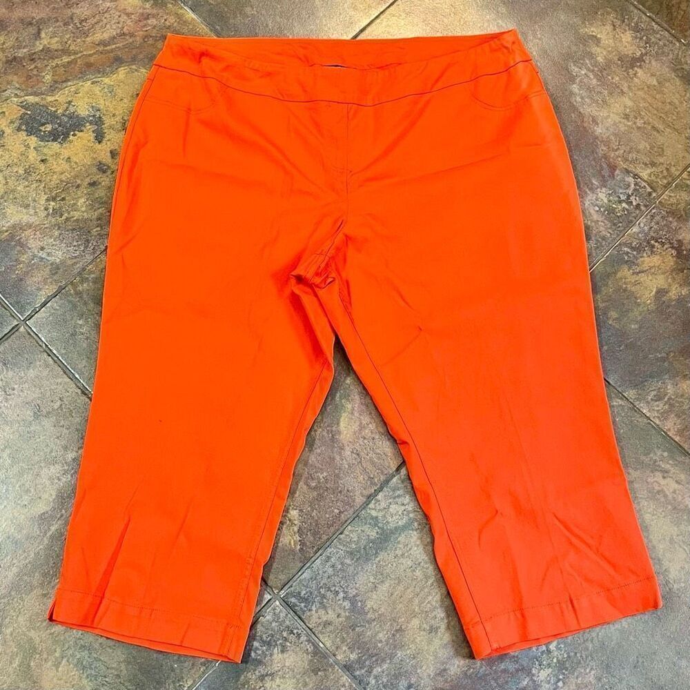 Slim-sation Women’s Orange Pull-on Twill Cropped Pants 24W